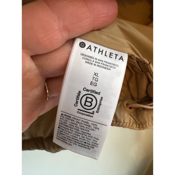 Athleta Fleece Hybrid Jacket with Quilted Sleeves Relaxed Fit  - Tan XL NWT - Picture 6 of 9